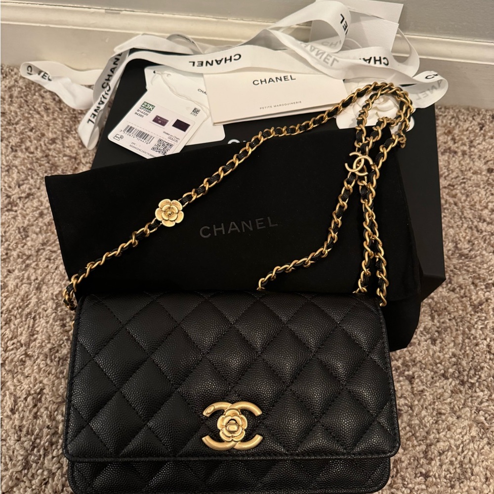 CHANEL Black and Gold Crossbody Bag